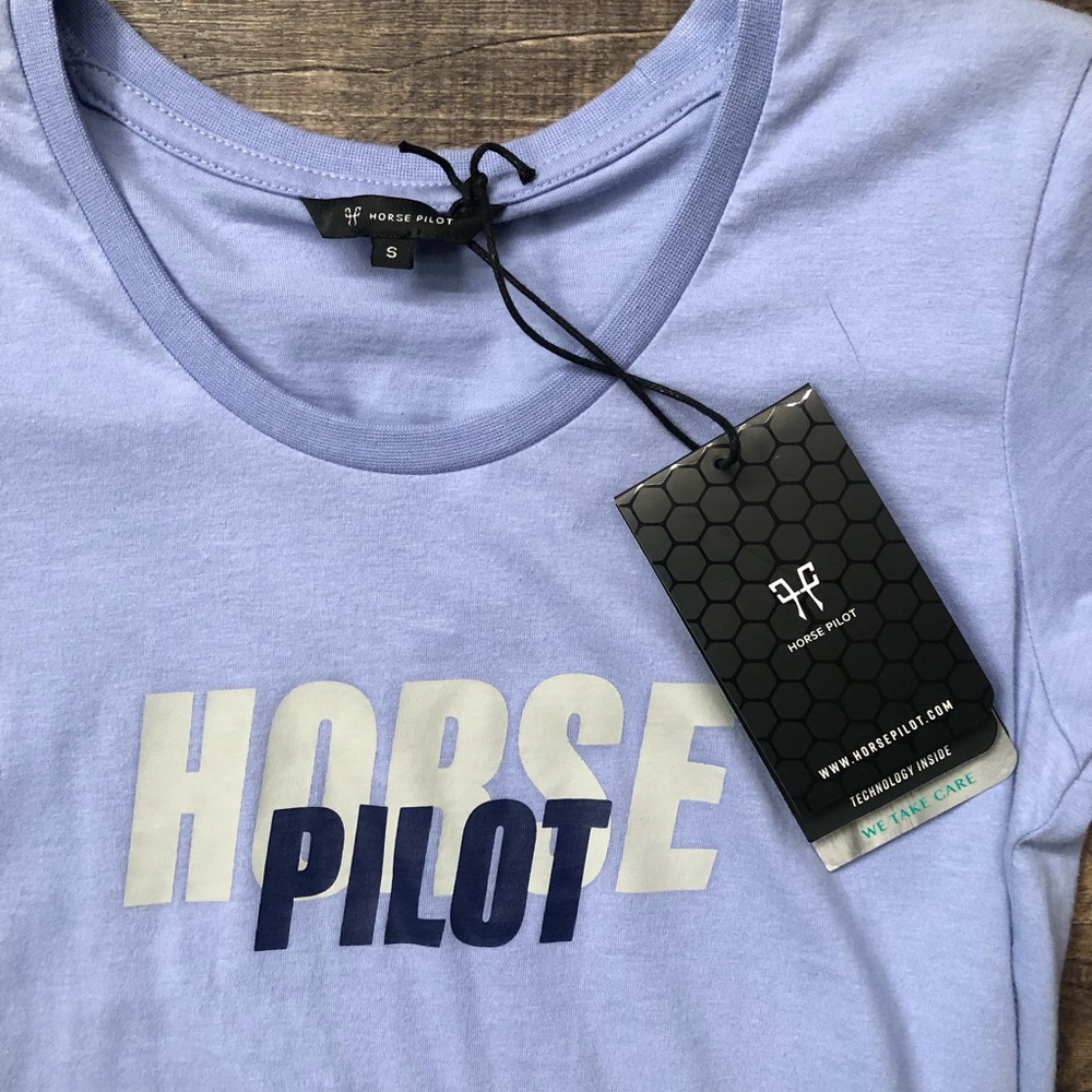 Super Cute Blue Women’s Small Horse Pilot T-shirt - NWT